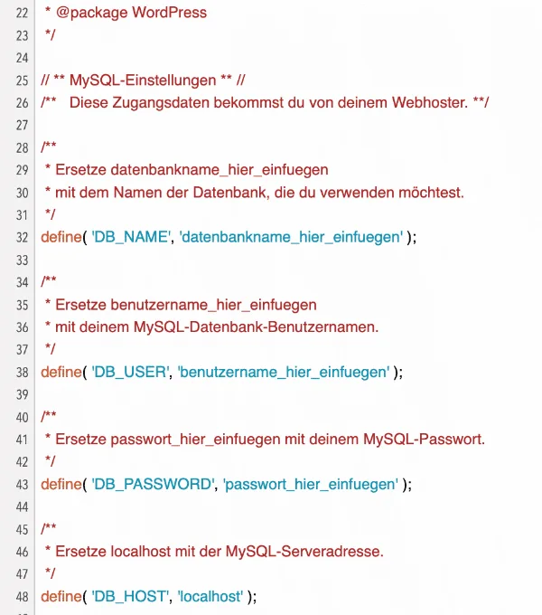 wp-config einstellungen